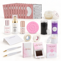 Kit Corsista Classico Lash Magic completo con pinzette bianche e oro, Fusion, primer, mousse, remover, ciglia, monouso, 10 paia di patch e vassoio da cuscino